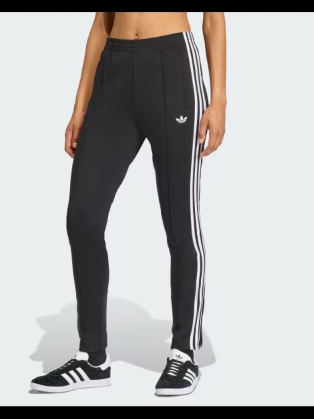 ADIDAS, Black Track Pants with White 3-Stripes